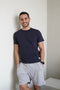 Men summer pajama set Dark blue T-shirt + Light Grey Short